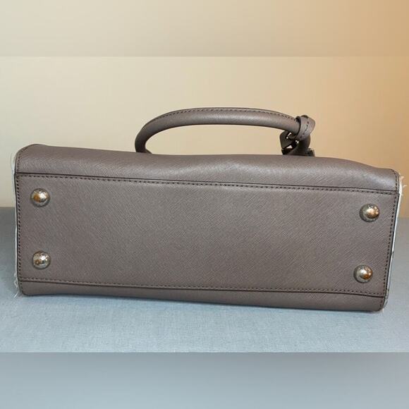 Michael Kors Hamilton Saffiano Leather Gray Shoulder Bag with Silver Charm - Picture 8 of 10